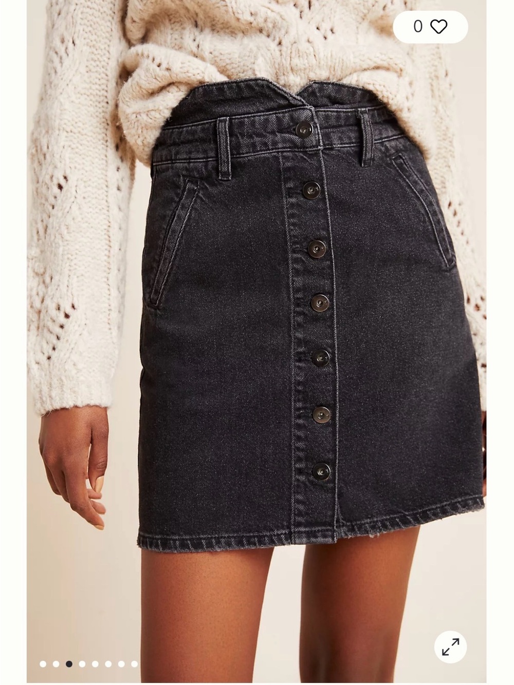 EUC Pilcro Anthropologie Black Denim Button-Front Mini Skirt Size 8